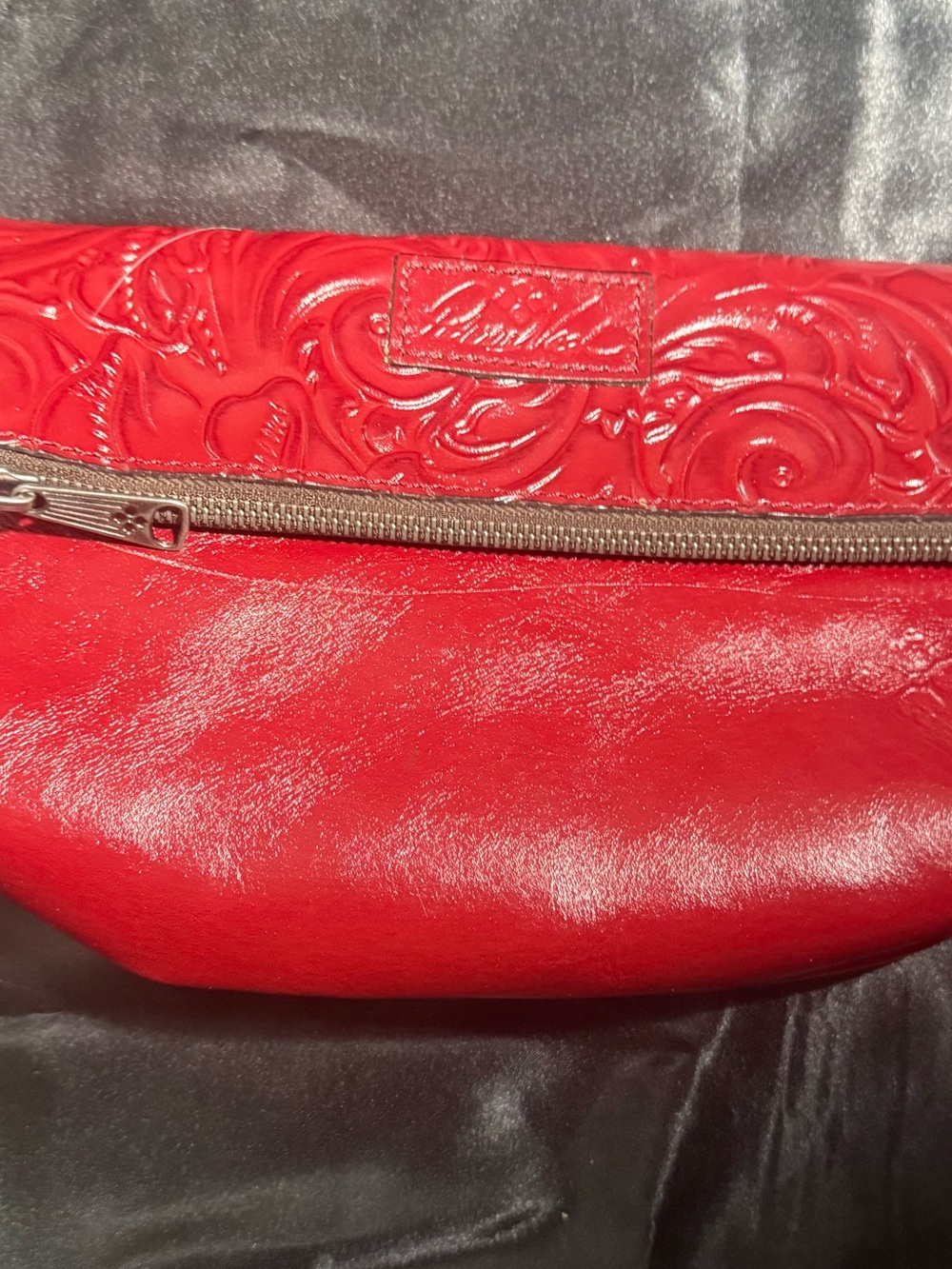 Patricia Nash NWT VALERIE Fold-over Wristlet/Clutch Leather-Red MSRP $99